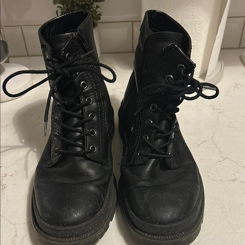 Aldo Martins Black Combat Boots Sturdy Lace-Up Design